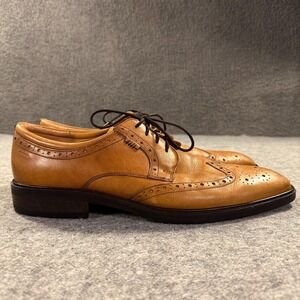 ECCO Shoes Mens 9.5 Brown Leather Wingtip Brogue Oxford Dress Comfort Lace Up